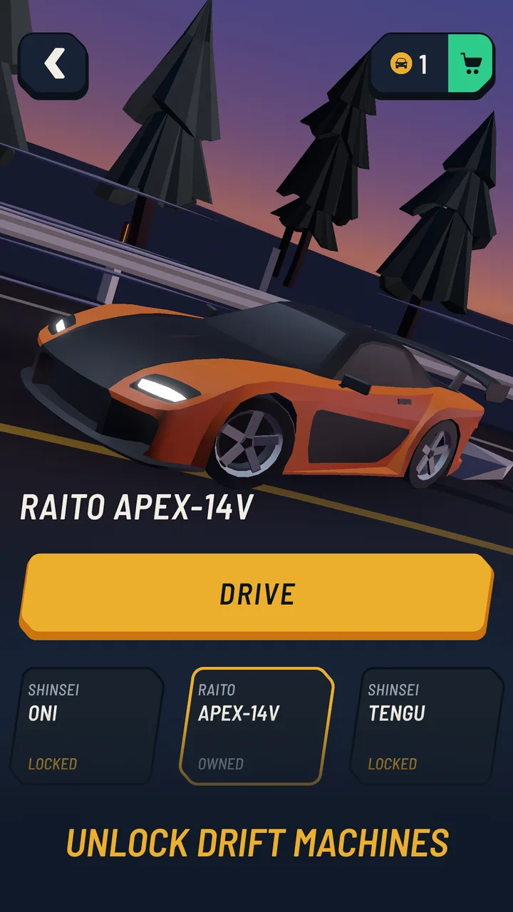 The garage showing the orange Raito Apex-14V