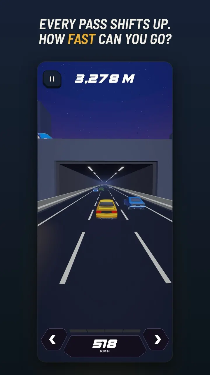 Racing through a lit tunnel at a high gear